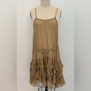 Krista Larson Layering Petticoat Slip NWT Fawn Cotton Tulle Short Ruffle OS